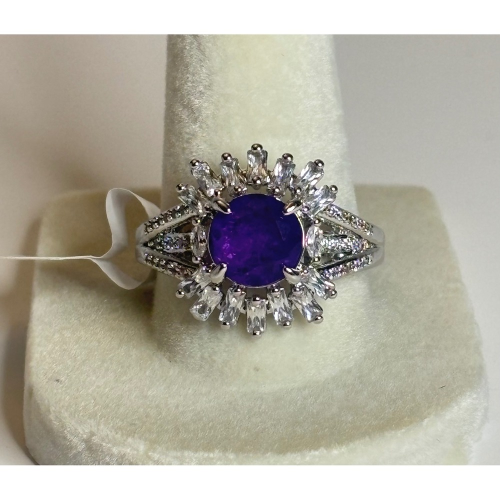 Ring Bomb Party RG92057 "Here, Hold My Halo" Rhodium/Amethyst Size 9